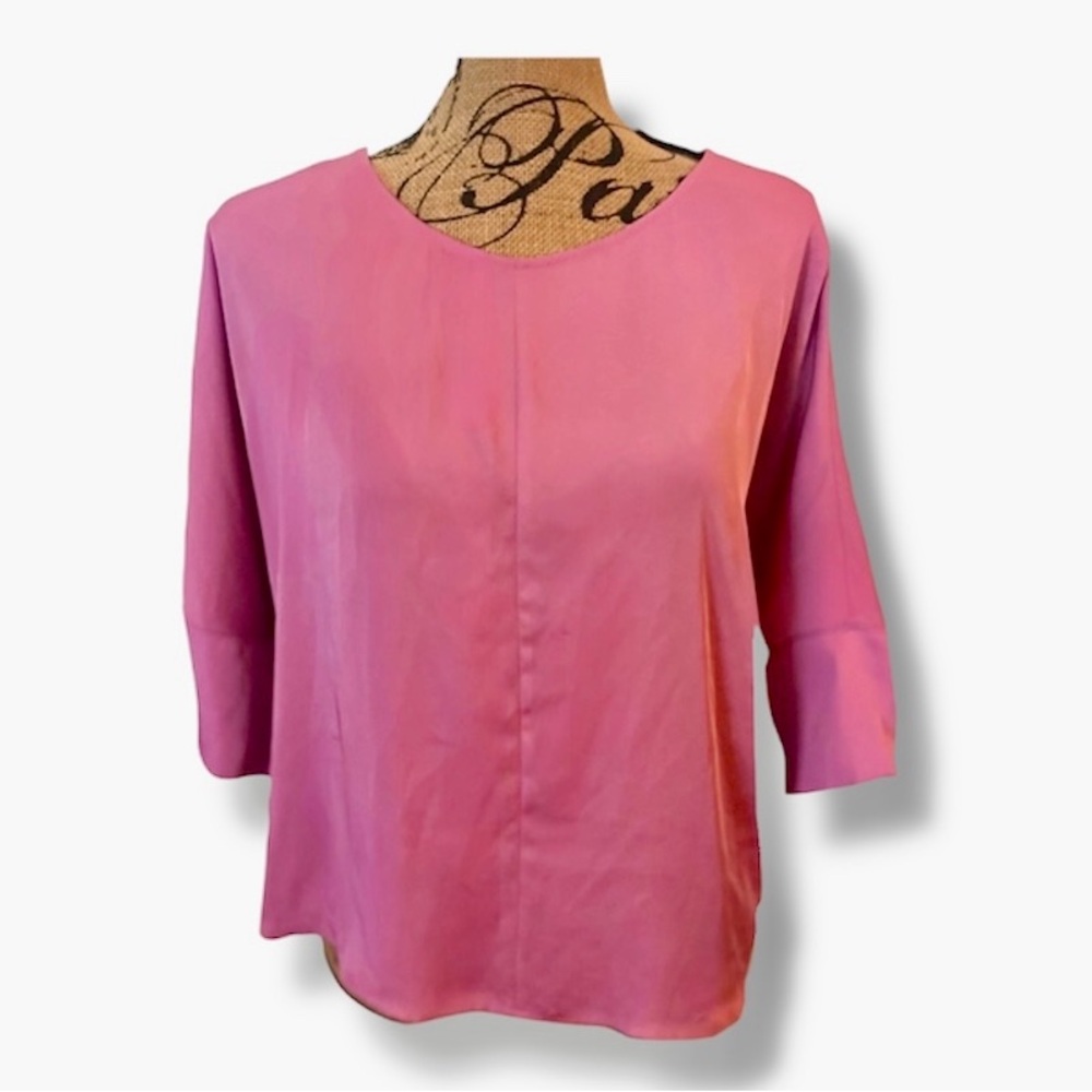 Final Price Clearance Express Pink 3/4 Sleeve Scoop Neck Silky Blouse Shirt Top